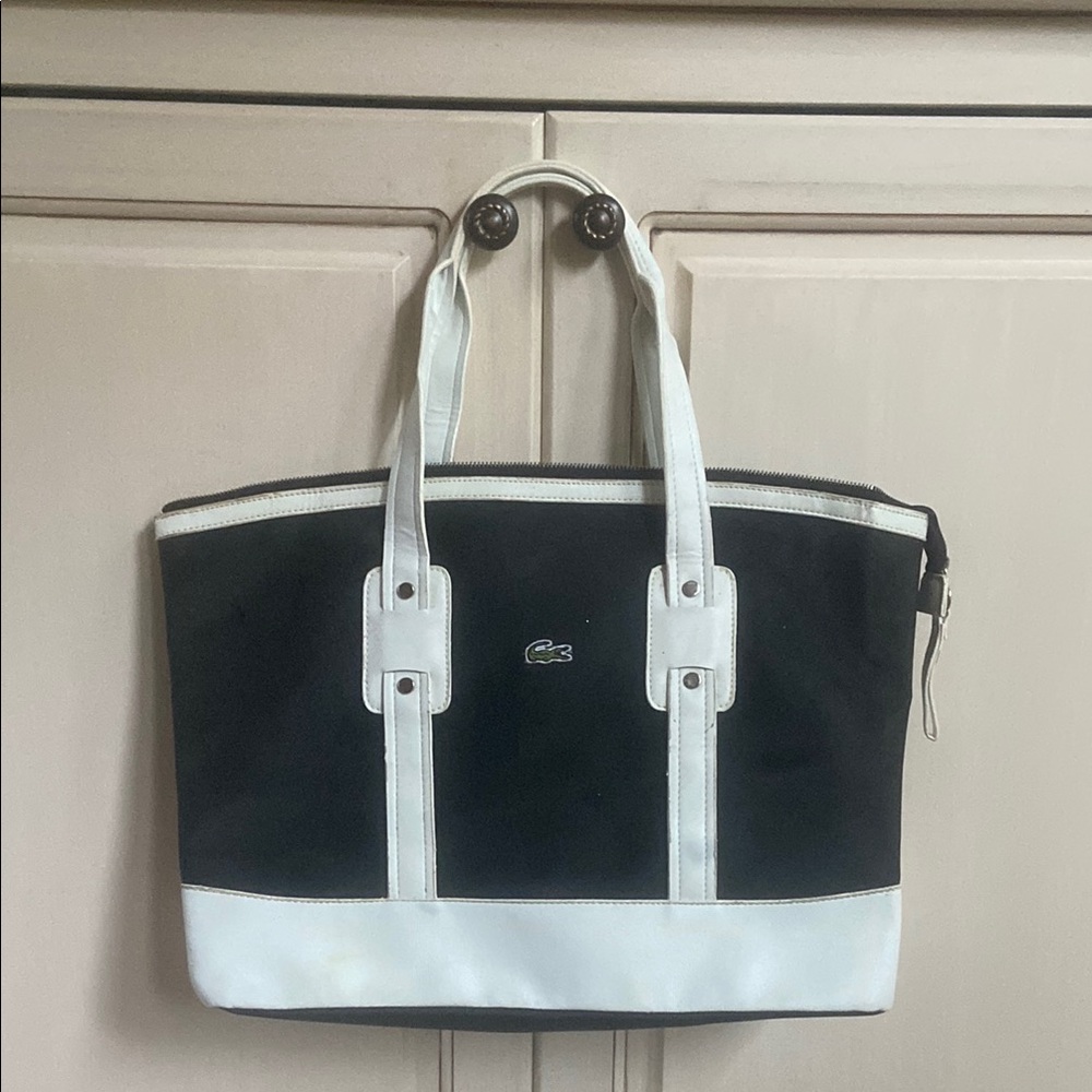 Lacoste Vintage Two-Tone Black and White Tote Bag NWT